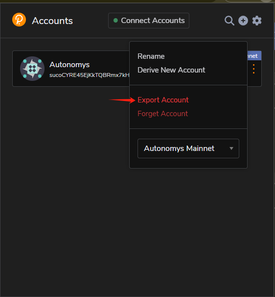 export-account-selection