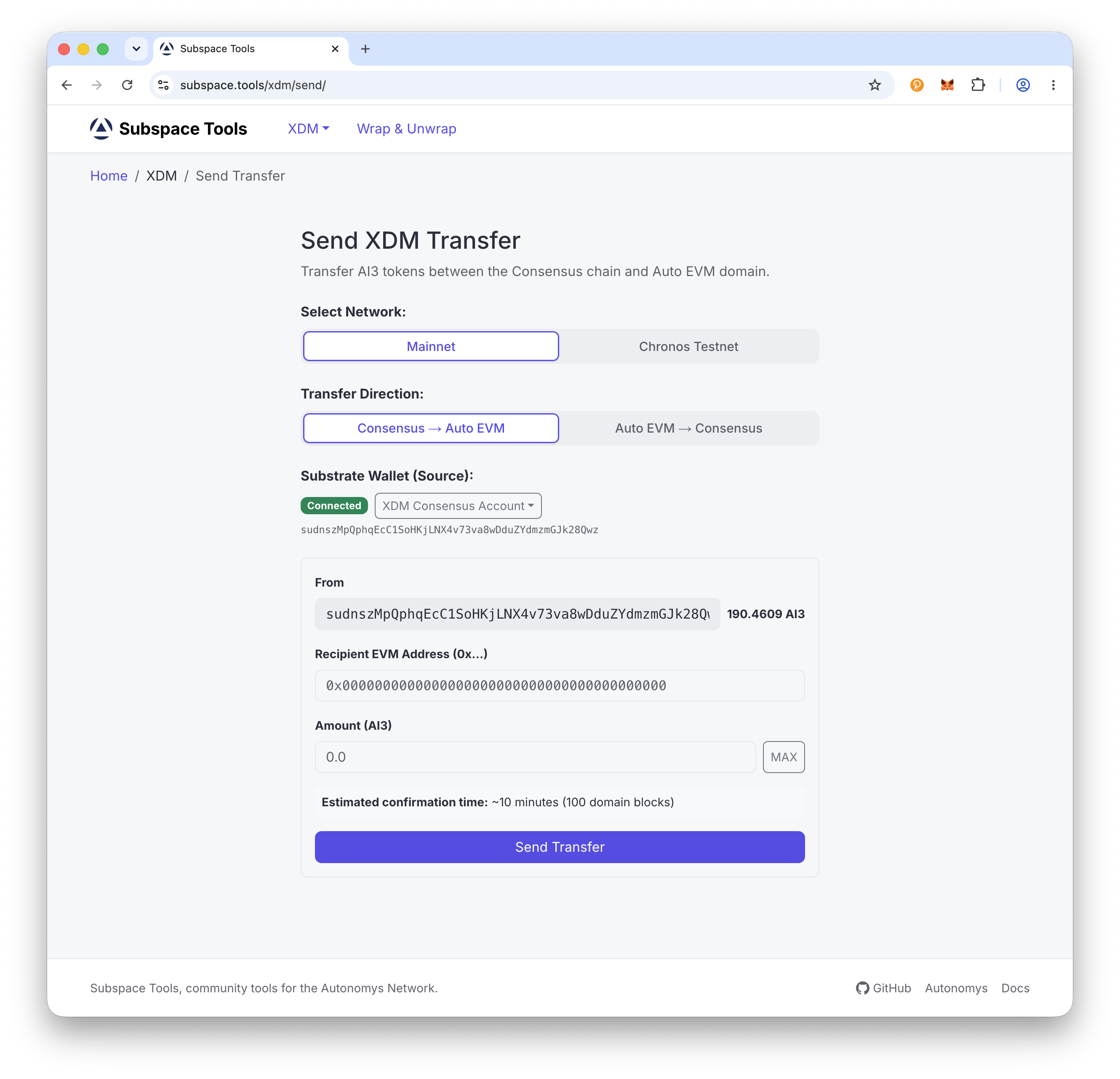 Connect your Substrate wallet