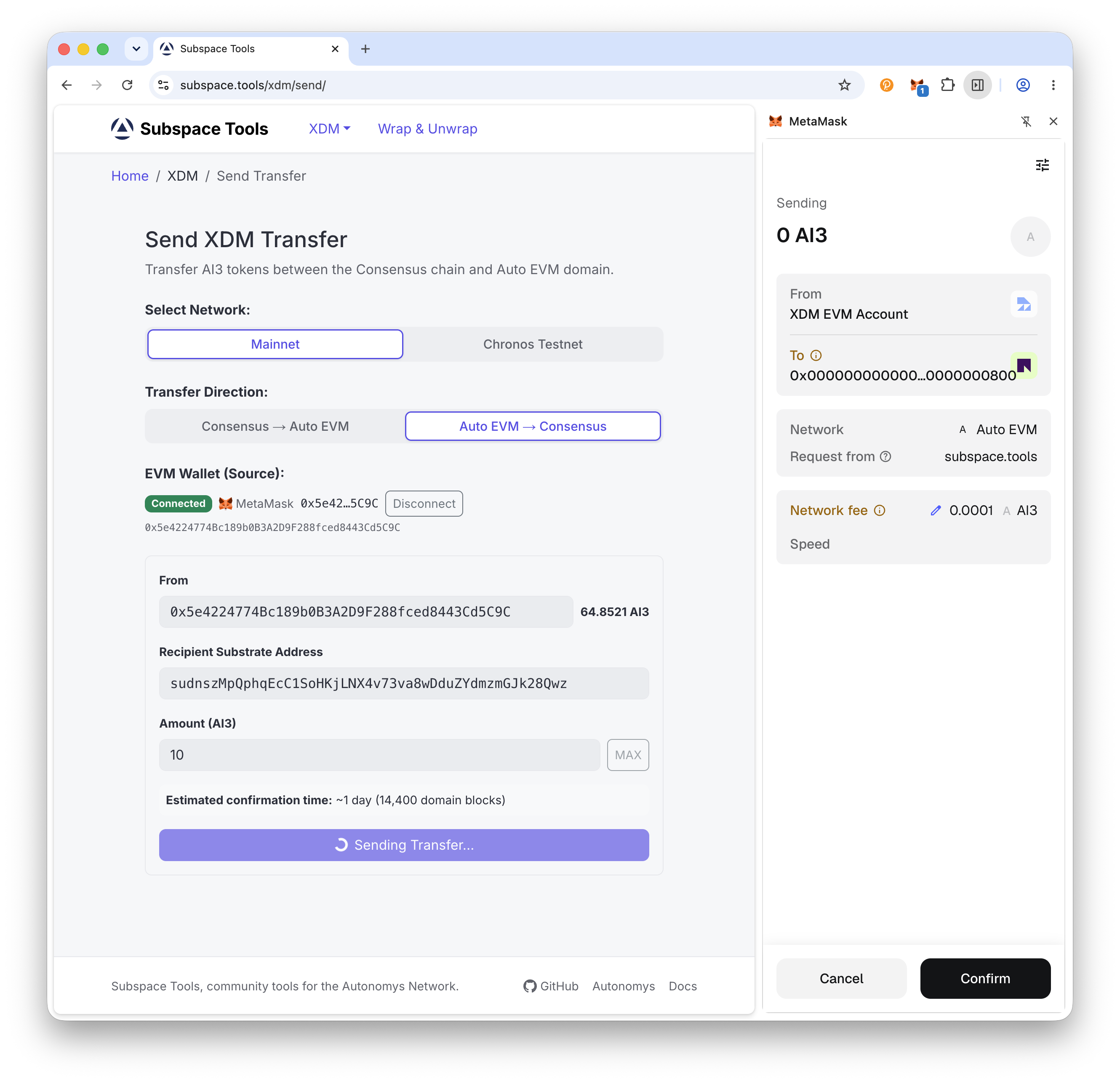 Sign the transaction in your wallet